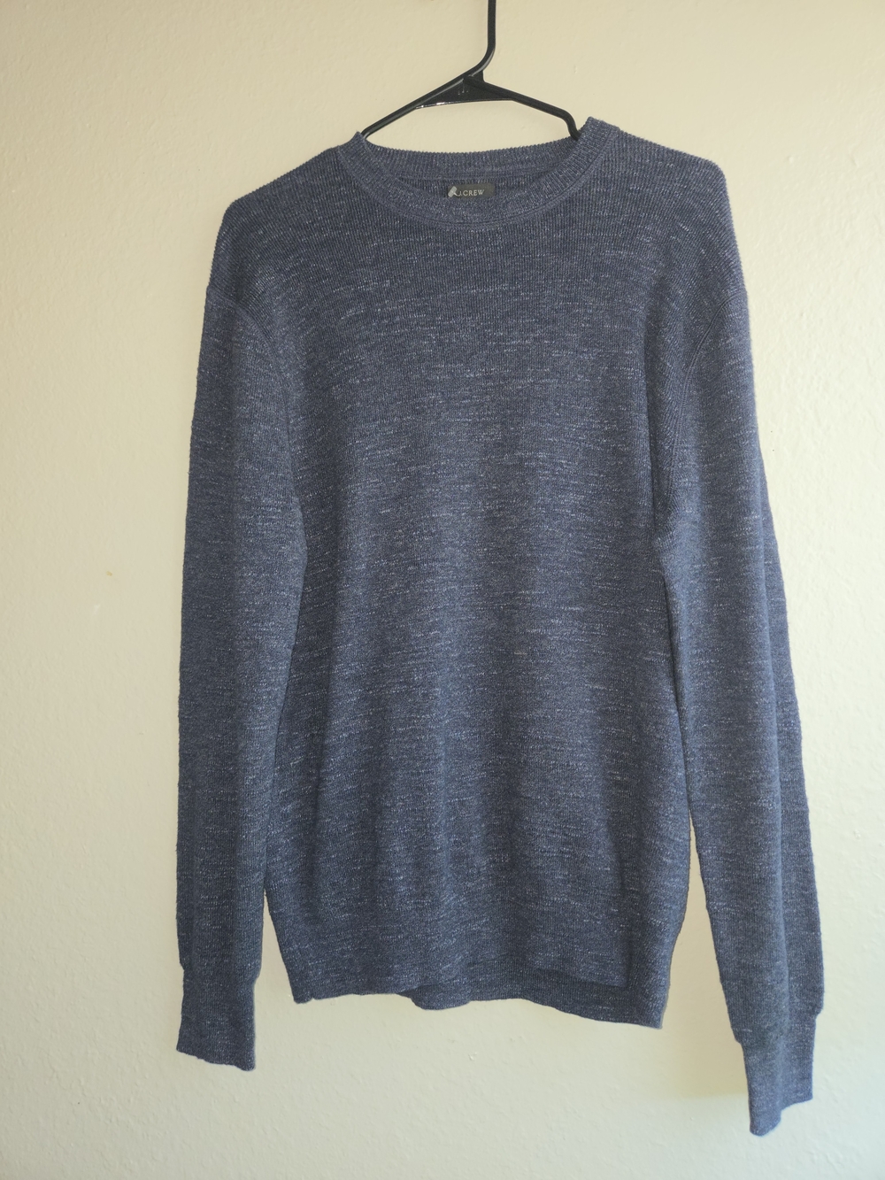 J.Crew Men's Medium Blue Crewneck Sweater 100% Cotton Long Sleeve Knit